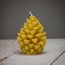 Load image into Gallery viewer, Pine Cone Beeswax Candles - red, yellow and green - sold out!