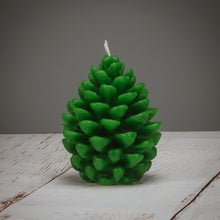 Load image into Gallery viewer, Pine Cone Beeswax Candles - red, yellow and green - sold out!